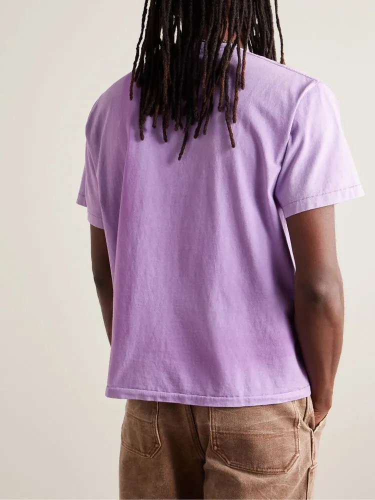 New models in stock! GALLERY DEPT VINTAGE LOGO PAINTED TEE PURPLE Purple ink splashed distressed short sleeves Retro English pocket TEE Purple S-XL Ready-to-wear dyeing Fried salt distressing Hand-sewn plaster bone Very heavy industry Manufacturing dark and light fading technology Hand-splashed ink graffiti Genuine acrylic material